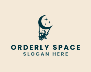 Moon Space Astronaut logo design