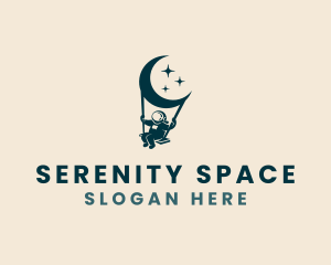 Moon Space Astronaut logo design