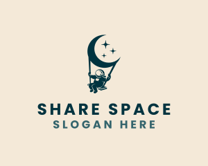 Moon Space Astronaut logo design