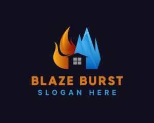 Flaming Frozen Ice House logo design