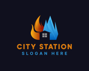 Flaming Frozen Ice House logo design