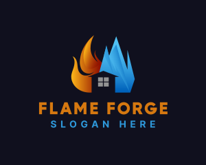 Flaming Frozen Ice House logo design