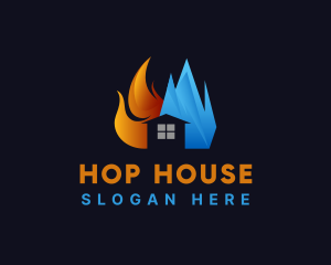 Flaming Frozen Ice House logo design