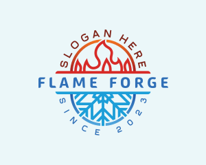 Flame Snowflake Temperature logo design