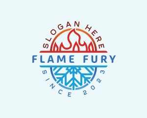 Flame Snowflake Temperature logo design