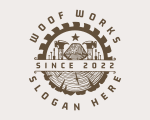 Wood Log Carpentry Badge logo