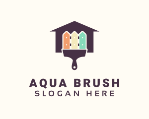 Home Fence Paint Brush logo design