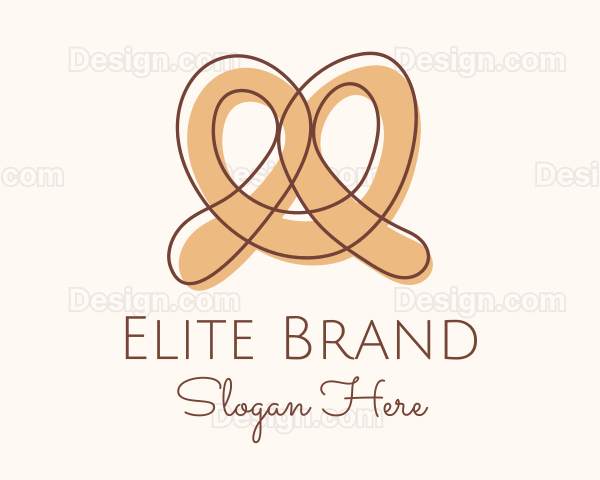 Brown Pretzel Line Art Logo