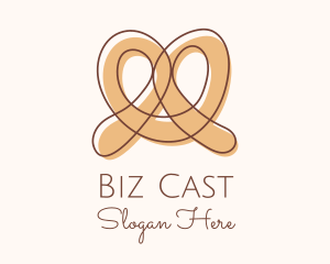 Brown Pretzel Line Art Logo