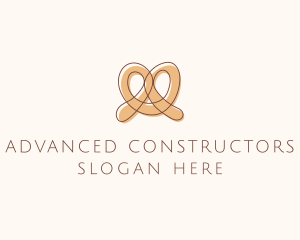 Brown Pretzel Line Art logo design