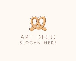 Brown Pretzel Line Art logo design