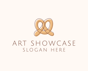 Brown Pretzel Line Art logo design