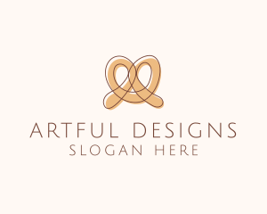 Brown Pretzel Line Art logo design