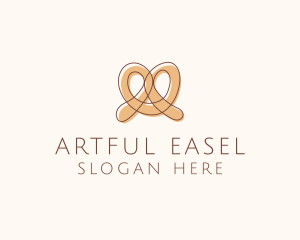 Brown Pretzel Line Art logo design