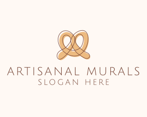 Brown Pretzel Line Art logo design