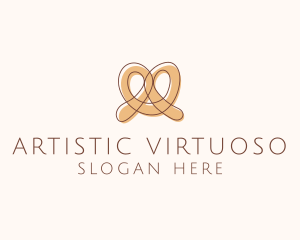 Brown Pretzel Line Art logo design