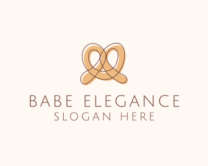 Brown Pretzel Line Art logo design