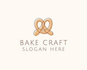 Brown Pretzel Line Art logo design