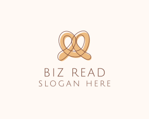 Brown Pretzel Line Art logo design