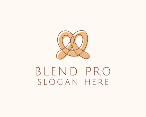 Brown Pretzel Line Art logo design