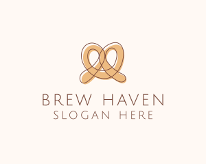 Brown Pretzel Line Art logo design