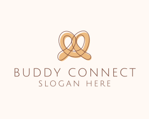 Brown Pretzel Line Art logo design