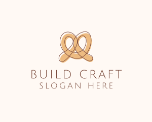 Brown Pretzel Line Art logo design