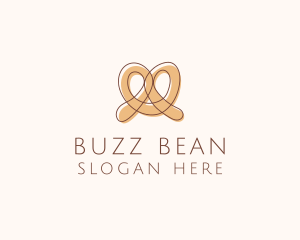 Brown Pretzel Line Art logo design