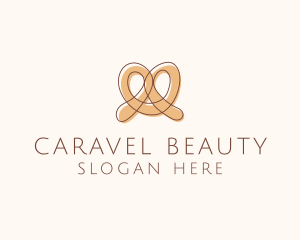 Brown Pretzel Line Art logo design