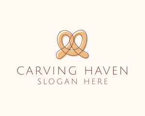 Brown Pretzel Line Art logo design