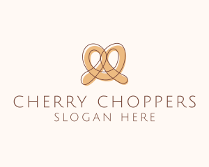 Brown Pretzel Line Art logo design