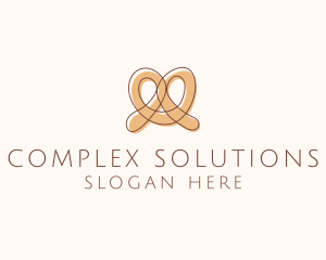 Brown Pretzel Line Art logo design