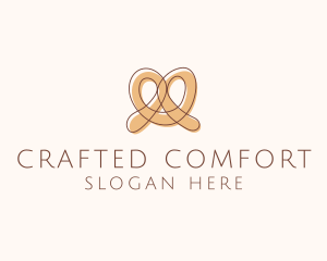 Brown Pretzel Line Art logo design