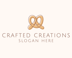 Brown Pretzel Line Art logo design