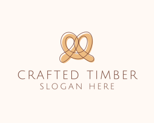 Brown Pretzel Line Art logo design