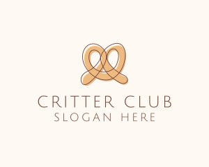 Brown Pretzel Line Art logo design