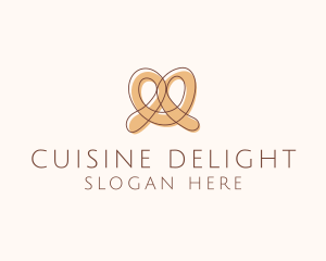 Brown Pretzel Line Art logo design