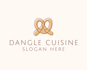 Brown Pretzel Line Art logo design