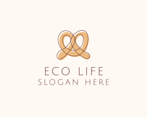 Brown Pretzel Line Art logo design