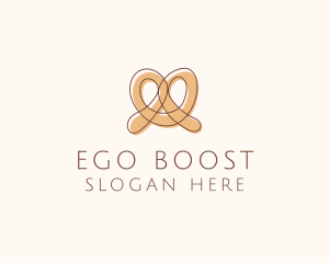 Brown Pretzel Line Art logo design