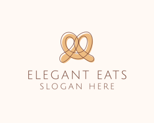 Brown Pretzel Line Art logo design