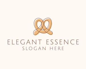 Brown Pretzel Line Art logo design