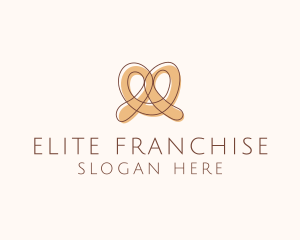 Brown Pretzel Line Art logo design