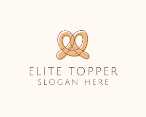 Brown Pretzel Line Art logo design