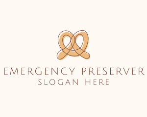 Brown Pretzel Line Art logo design