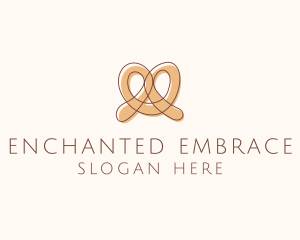 Brown Pretzel Line Art logo design