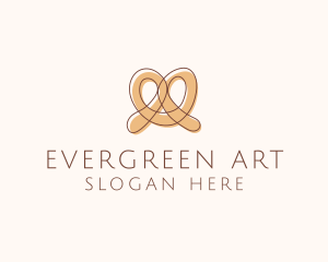 Brown Pretzel Line Art logo design