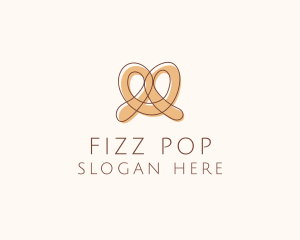 Brown Pretzel Line Art logo design