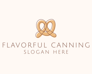 Brown Pretzel Line Art logo design