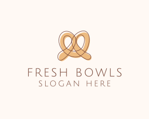 Brown Pretzel Line Art logo design